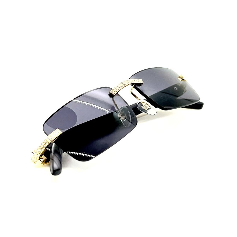 Men Sunglasses Square Black Lens Fashion Diamond Bling Hip Hop‎ Style Lentes New